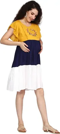 Gmi Women Fit and Flare Yellow, Blue, White Dress-thumb2