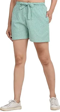 GMI Checkered Women GREEN Regular Shorts-thumb3