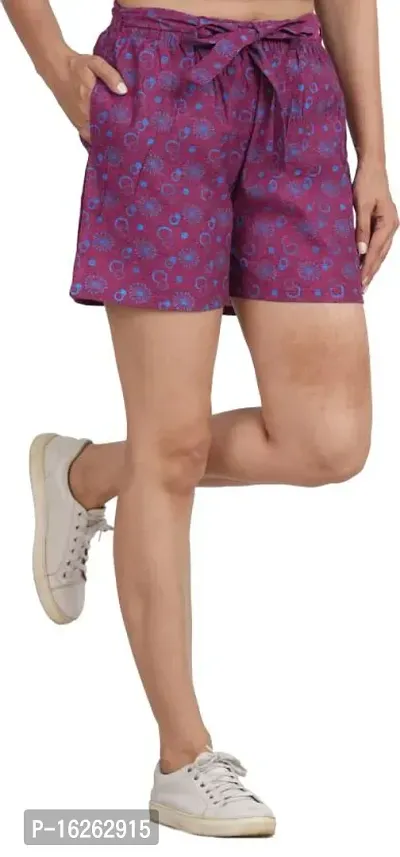 GMI Printed Women Purple, Maroon Regular Shorts-thumb5