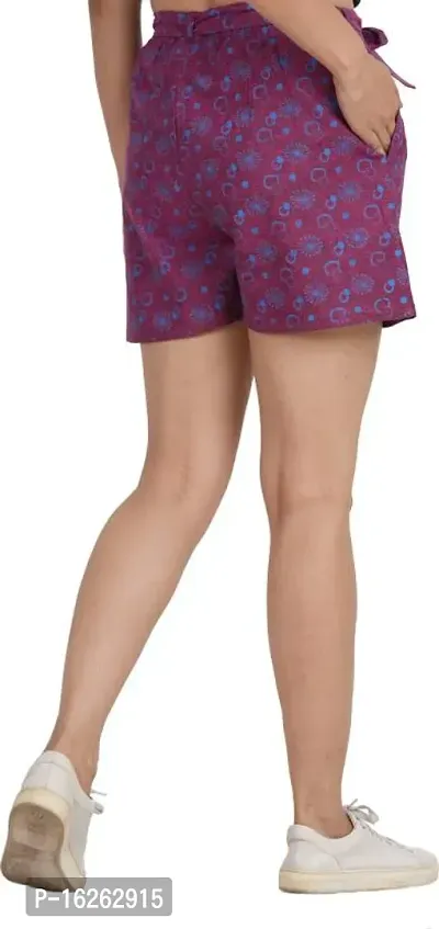 GMI Printed Women Purple, Maroon Regular Shorts-thumb3