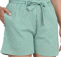 GMI Checkered Women GREEN Regular Shorts-thumb1