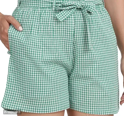 GMI Checkered Women GREEN Regular Shorts-thumb2