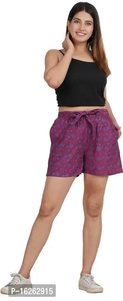 GMI Printed Women Purple, Maroon Regular Shorts