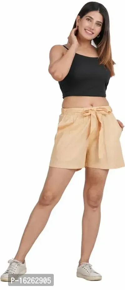 GMI Solid Women Yellow Regular Shorts