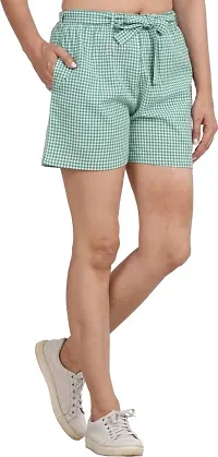 GMI Checkered Women GREEN Regular Shorts-thumb4