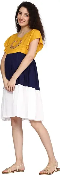Gmi Women Fit and Flare Yellow, Blue, White Dress-thumb4
