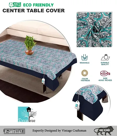 Decorative Turquoise Printed Cotton 4 Seater Table Cover