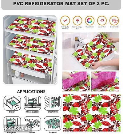 Multipurpose Multicoloured Printed PVC Refrigerator Mat Set of 3 Pieces (Size : 12X18 Inches)