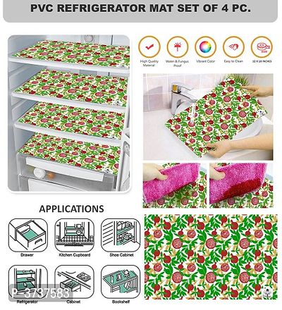Multipurpose Multicoloured Printed PVC Refrigerator Mat Set of 4 Pieces (Size : 12X18 Inches)
