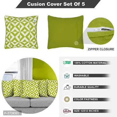Cotton Decorative Throw Pillow/Cushion Covers (12 x 12 inch, Green) - Set of 5-thumb0