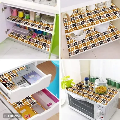 DECOTREE Multipurpose Printed 3 Pieces PVC Fridge/Refrigerator Drawer Mat Set - (Size : 11x17 Inches, Mustard Yellow)-thumb2