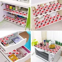 DECOTREE PVC Multipurpose Printed Fridge/Refrigerator Drawer Mat Set - 3 Pieces, 11X17 Inches, Red-thumb1