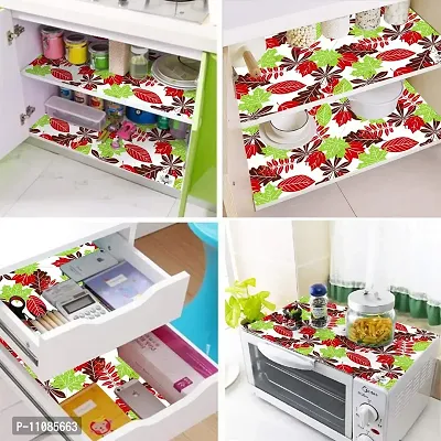 DECOTREE PVC Multipurpose Printed Fridge/Refrigerator Drawer Mat Set - 3 Pieces, 11X17 Inches, Multicolor-thumb2