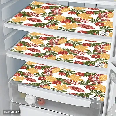 DECOTREE PVC Multipurpose Printed Fridge/Refrigerator Drawer Mat Set - 3 Pieces, 11X17 Inches, Multicolor-thumb0