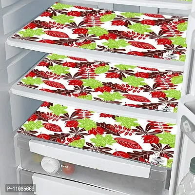 DECOTREE PVC Multipurpose Printed Fridge/Refrigerator Drawer Mat Set - 3 Pieces, 11X17 Inches, Multicolor