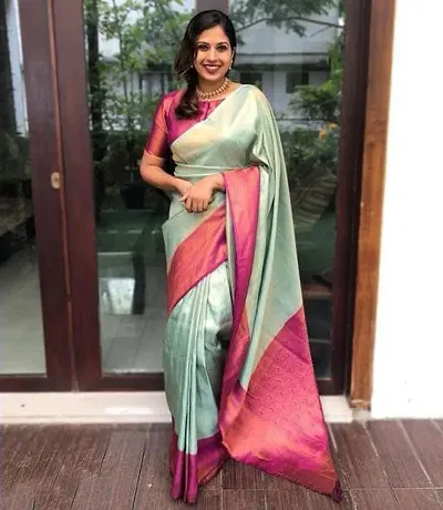 Stylish Women Banarasi Silk Jacquard Saree with Blouse piece