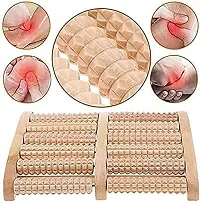 Noorie Wooden Foot Massager Acupressure and Pain Relief 6 Roll/Feet Massager 6 Roller Stress Acupressure (Brown)-thumb2