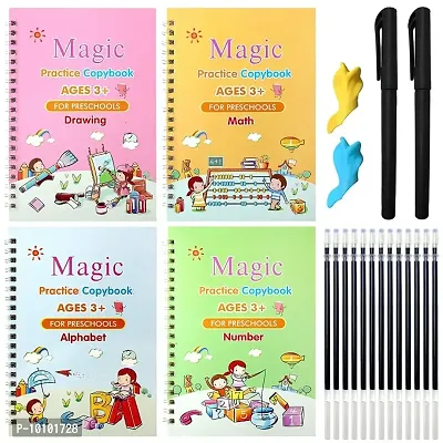 4 PCS Magic Practice Copybook for Kids English Reusable Magical Copybook Kids Tracing Book for Handwriting Magical Letter Writing Book Set-thumb0