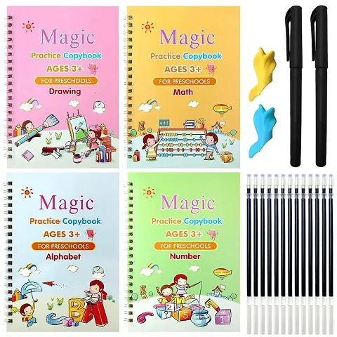 4 PCS Magic Practice Copybook for Kids English Reusable Magical Copybook Kids Tracing Book for Handwriting Magical Letter Writing Book Set