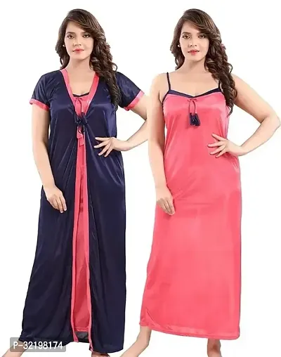 Elegant Multicoloured Satin  Nighty For Women-thumb0