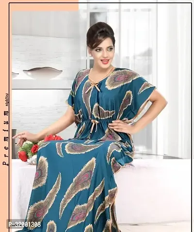 Trendy Satin Printed Nighty For Women-thumb0