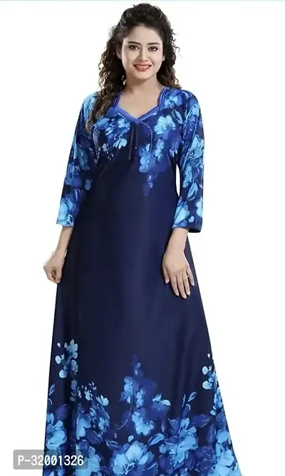 Trendy Satin Printed Nighty For Women-thumb0