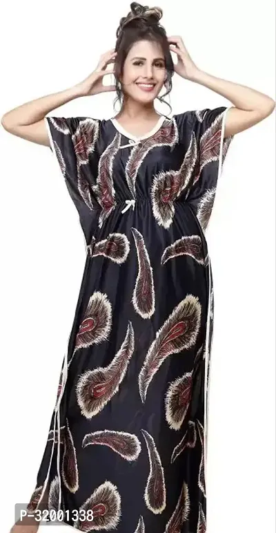 Trendy Satin Printed Nighty For Women-thumb0