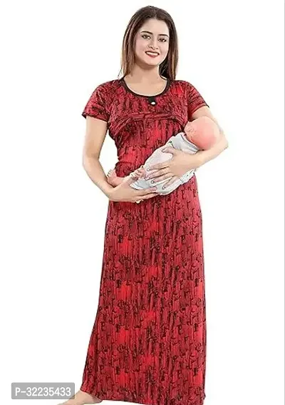 Elegant Long Maxi Night Gown Nighty Dress Super Soft Comfortable Satin Solid Nighty For Women and Girls-thumb0