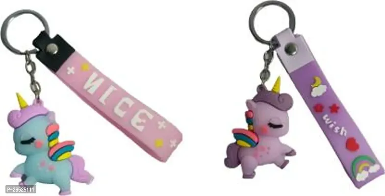 Stylish An Adorable Rubber Unicorn With Cute Tag Combo Keychain Key Chain