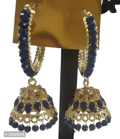 Firstdemand Gold Plated Jhumka Earrings for Women Traditional Antique Gold Plated Jhumki Earrings for Women  Girls (Green) (Black)-thumb0