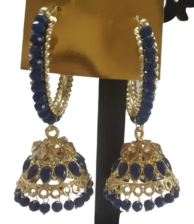 Firstdemand Gold Plated Jhumka Earrings for Women Traditional Antique Gold Plated Jhumki Earrings for Women  Girls (Green) (Black)