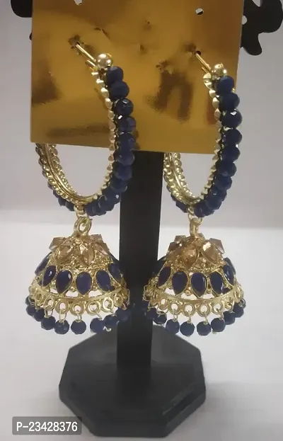 Firstdemand Gold Plated Jhumka Earrings for Women Traditional Antique Gold Plated Jhumki Earrings for Women  Girls (Green) (Black)-thumb4
