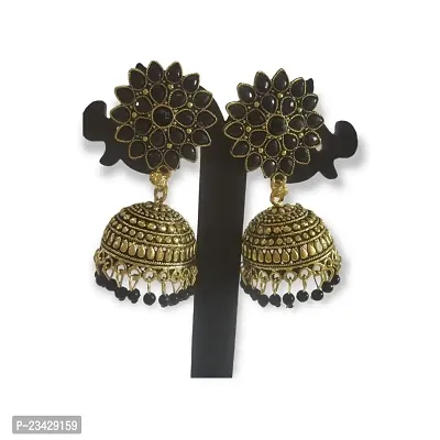 Firstdemand Jhumka Earrings for Women Traditional Antique Gold Plated Jhumki Earrings for Women  Girls (Black)