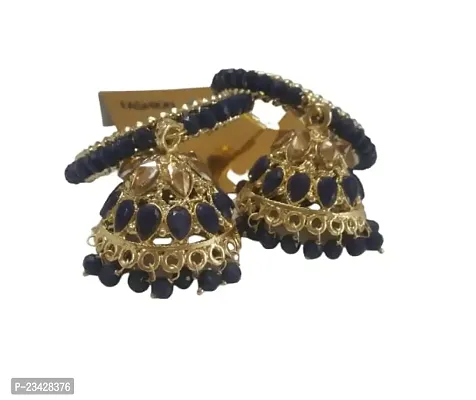 Firstdemand Gold Plated Jhumka Earrings for Women Traditional Antique Gold Plated Jhumki Earrings for Women  Girls (Green) (Black)-thumb2