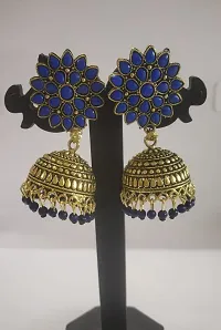 Firstdemand Jhumka Earrings for Women Traditional Antique Gold Plated Jhumki Earrings for Women  Girls (Blue)-thumb3