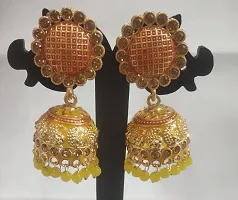 Firstdemand Gold Plated Jhumka Earrings for Women Traditional Antique Gold Plated Jhumki Earrings for Women  Girls (Yellow)-thumb3