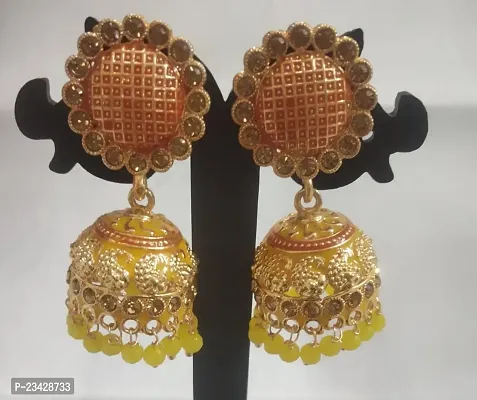 Firstdemand Gold Plated Jhumka Earrings for Women Traditional Antique Gold Plated Jhumki Earrings for Women  Girls (Yellow)-thumb4