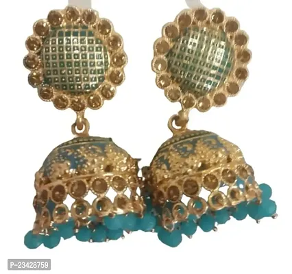 Firstdemand Gold Plated Jhumka Earrings for Women Traditional Antique Gold Plated Jhumki Earrings for Women  Girls (Sky Blue)
