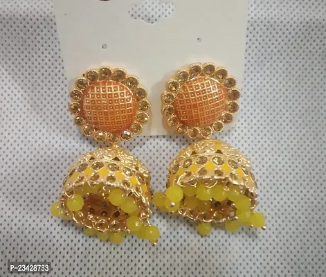 Firstdemand Gold Plated Jhumka Earrings for Women Traditional Antique Gold Plated Jhumki Earrings for Women  Girls (Yellow)-thumb5