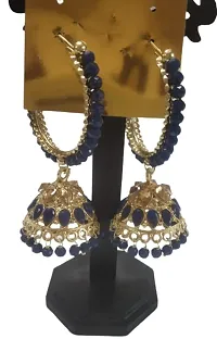 Firstdemand Gold Plated Jhumka Earrings for Women Traditional Antique Gold Plated Jhumki Earrings for Women  Girls (Green) (Black)-thumb2