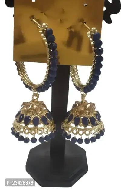 Firstdemand Gold Plated Jhumka Earrings for Women Traditional Antique Gold Plated Jhumki Earrings for Women  Girls (Green) (Black)-thumb3
