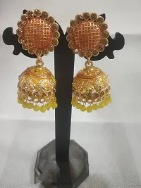 Firstdemand Gold Plated Jhumka Earrings for Women Traditional Antique Gold Plated Jhumki Earrings for Women  Girls (Yellow)-thumb2