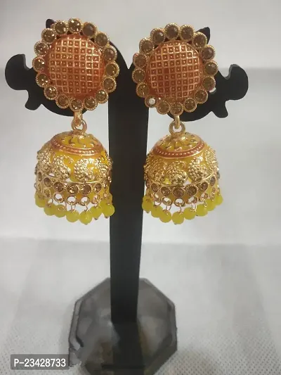 Firstdemand Gold Plated Jhumka Earrings for Women Traditional Antique Gold Plated Jhumki Earrings for Women  Girls (Yellow)-thumb3