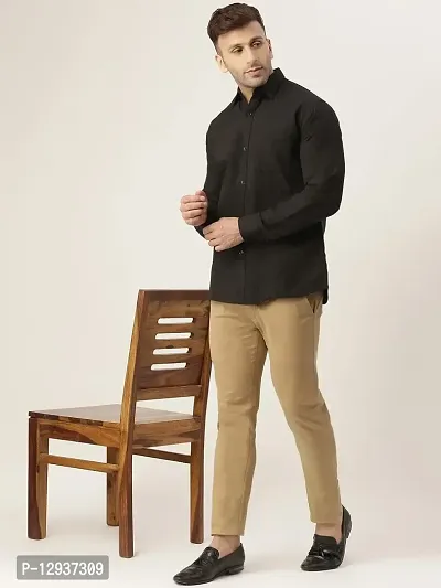 KHADIO Men's Black Full Shirt-thumb5