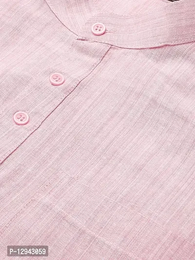 RIAG Men's Half Sleeves Pink 1 Textured Short Kurta-thumb2