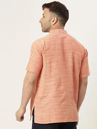 RIAG Men's Half Sleeves Orange Textured Short Kurta-thumb3
