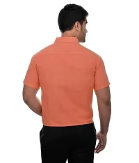 KHADIO Men's Half Sleeves Orange Shirt-thumb3