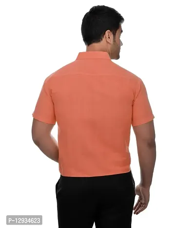 KHADIO Men's Half Sleeves Orange Shirt-thumb4