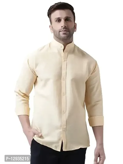 Khadio Men's Full Sleeves Beige Shirt