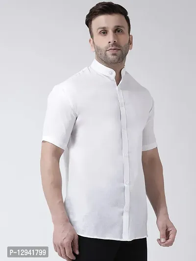 RIAG Men's Chinese Neck Half Sleeves White Shirt-thumb3